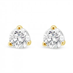 Solitaire Diamond Stud Earrings in a 3-Claw Setting, Set 18ct Yellow Gold. Tdw 0.35ct